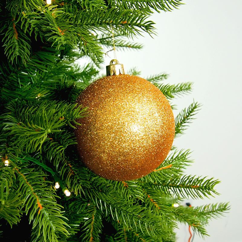 5" Glitter Ball Ornament Set Of 12