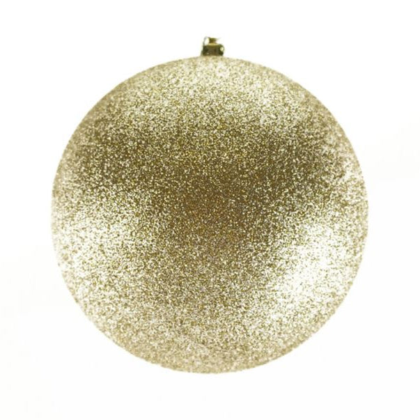 8" Champagne Gold Glitter Ball Ornament Set Of 4