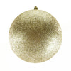 8" Champagne Gold Glitter Ball Ornament Set Of 4