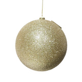 8" Champagne Gold Glitter Ball Ornament Set Of 4
