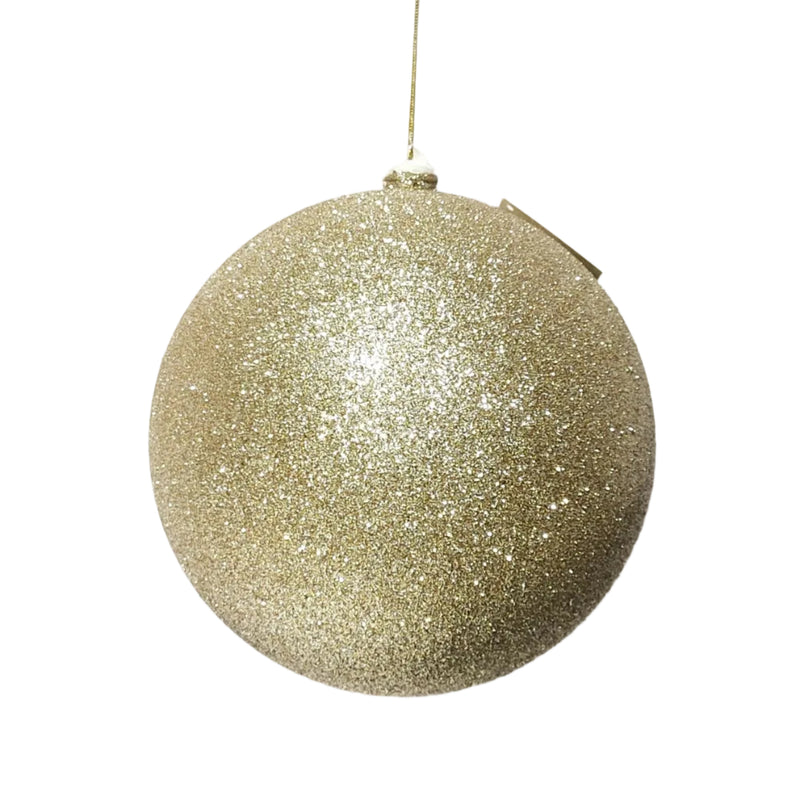 8" Champagne Gold Glitter Ball Ornament Set Of 4
