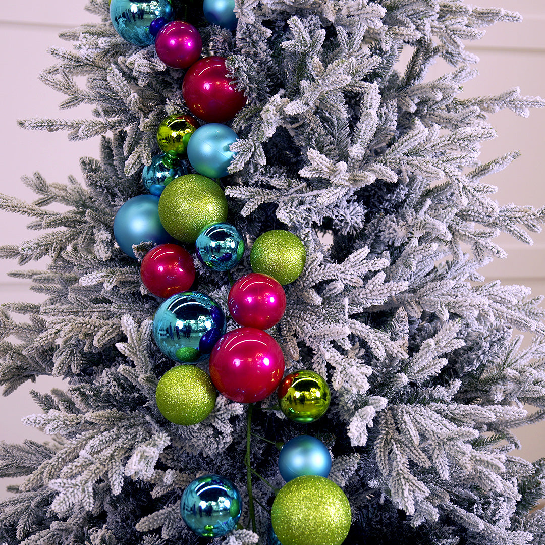 6 FT Teal , Lime Green & Fushia Ball Garland