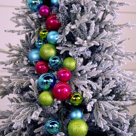 Guirnalda de bolas verde azulado, verde lima y fucsia de 1,8 m