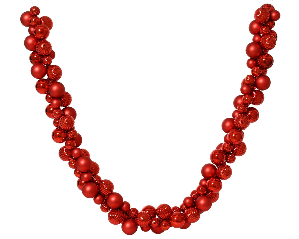 5.9 FT Red Shiny & Matte Shatterproof Ball Garland