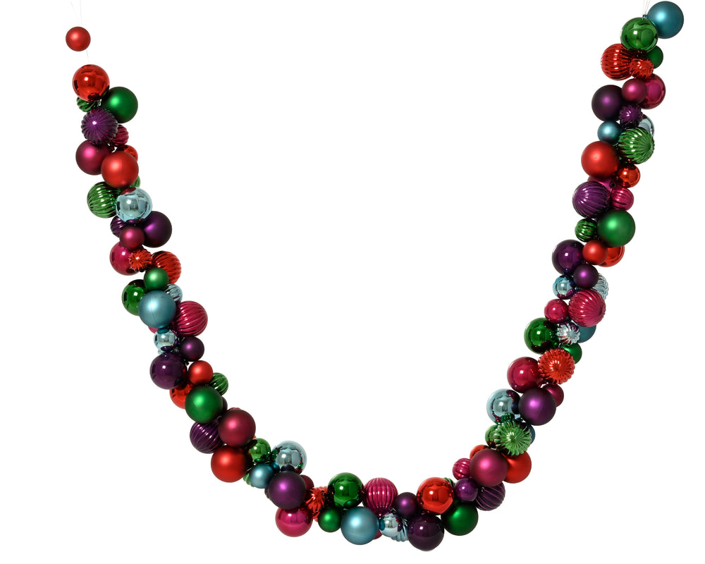 5.9 FT Red & Green Shiny & Matte Shatterproof Ball Garland