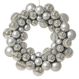 Silver ornament wreath on a white background