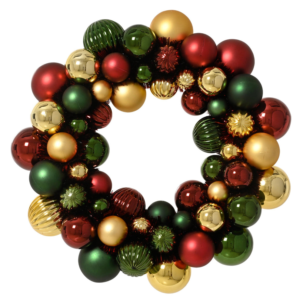 15" Multicolor Shiny & Matte Shatterproof Ball Wreath