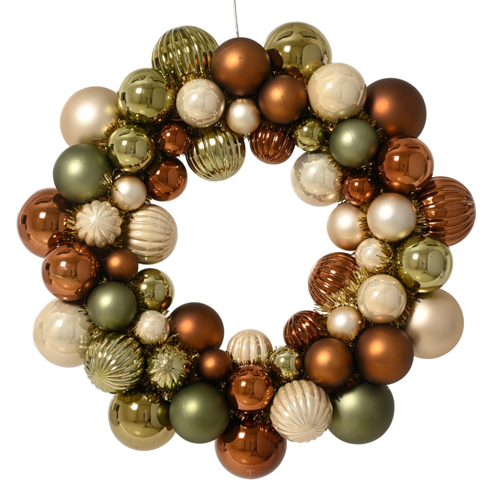 15" Multicolor Shiny & Matte Shatterproof Ball Wreath