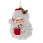 5" Santa With Hot Cocoa Glass Ornament Set Of 6