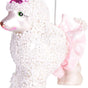 4" White Poodle With Pink Skirt Glass Ornament Set Of 6