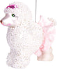 Caniche blanco de 4" con adornos de cristal de falda rosa, juego de 6