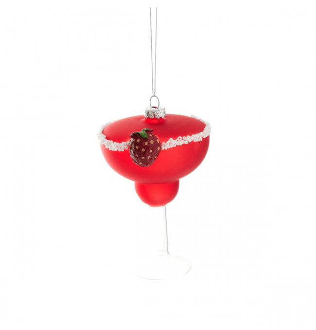 Juego de 6 adornos de cristal de Martini rojo de 4"