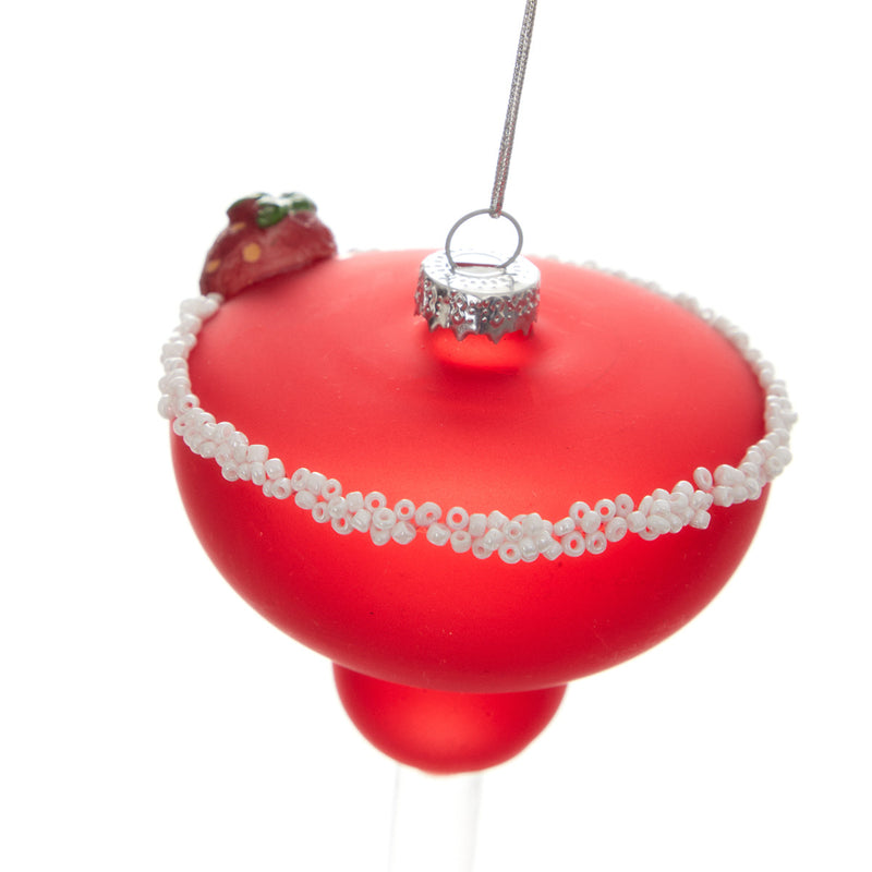 Juego de 6 adornos de cristal de Martini rojo de 4"