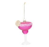 4" Pink Margarita Glass Ornament Set Of 6