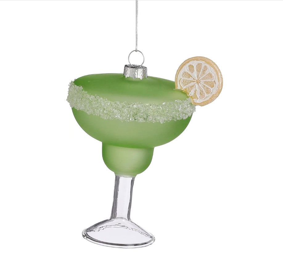 Set de 6 adornos de vidrio para margarita de 4" verdes