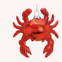 4" Red Crab Glass Ornament Set Of 6