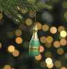Botella de champán dorada de 5,5" con adorno verde brillante, juego de 6