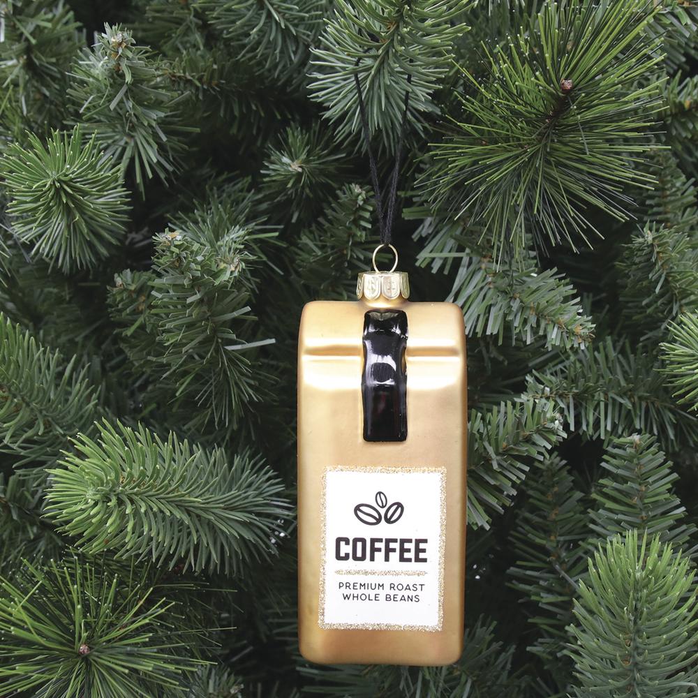 4.5" Coffee Beans Glass Ornaments Set Of 6