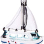 5" White & Blue Sail Boat Glass Ornament Set Of 6