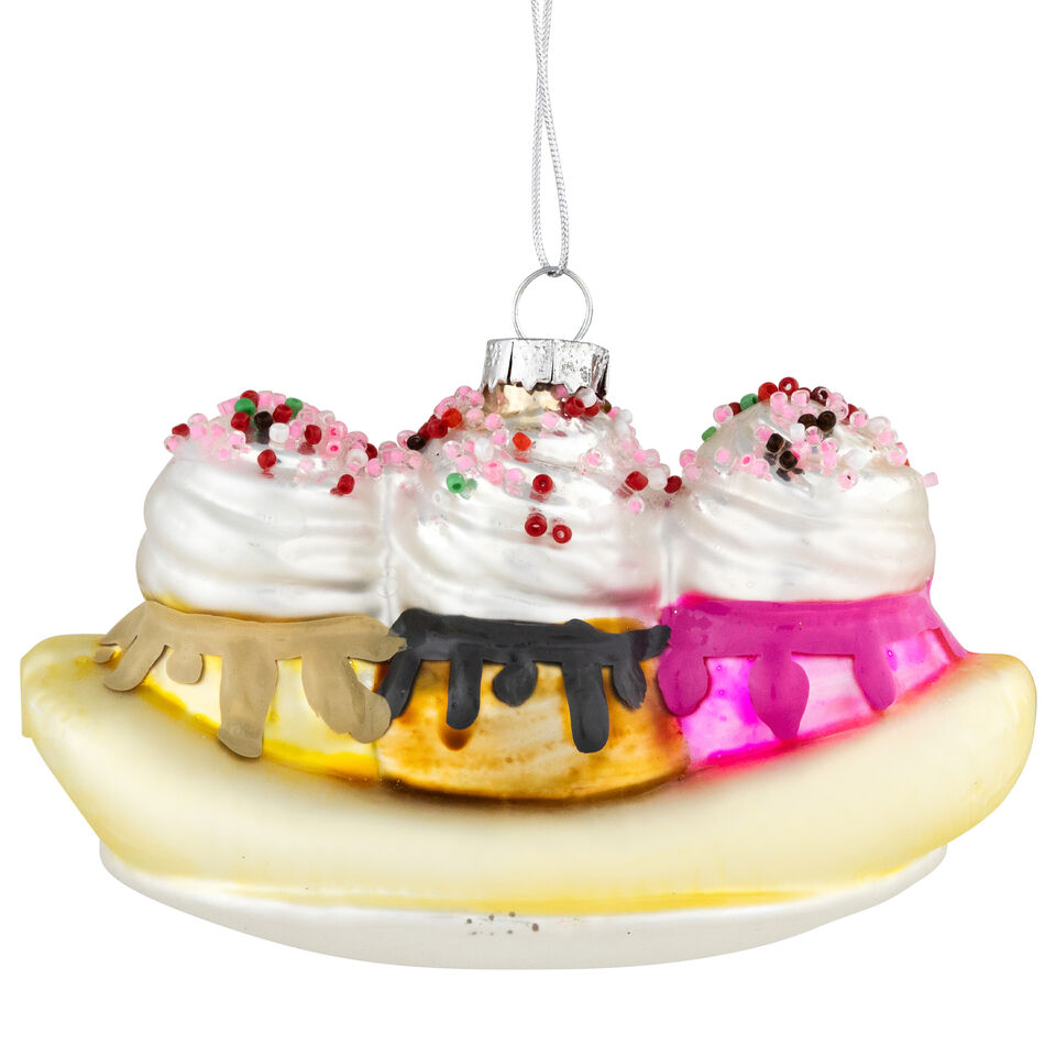 3" Banana Split Glass Ornament Set Of 6