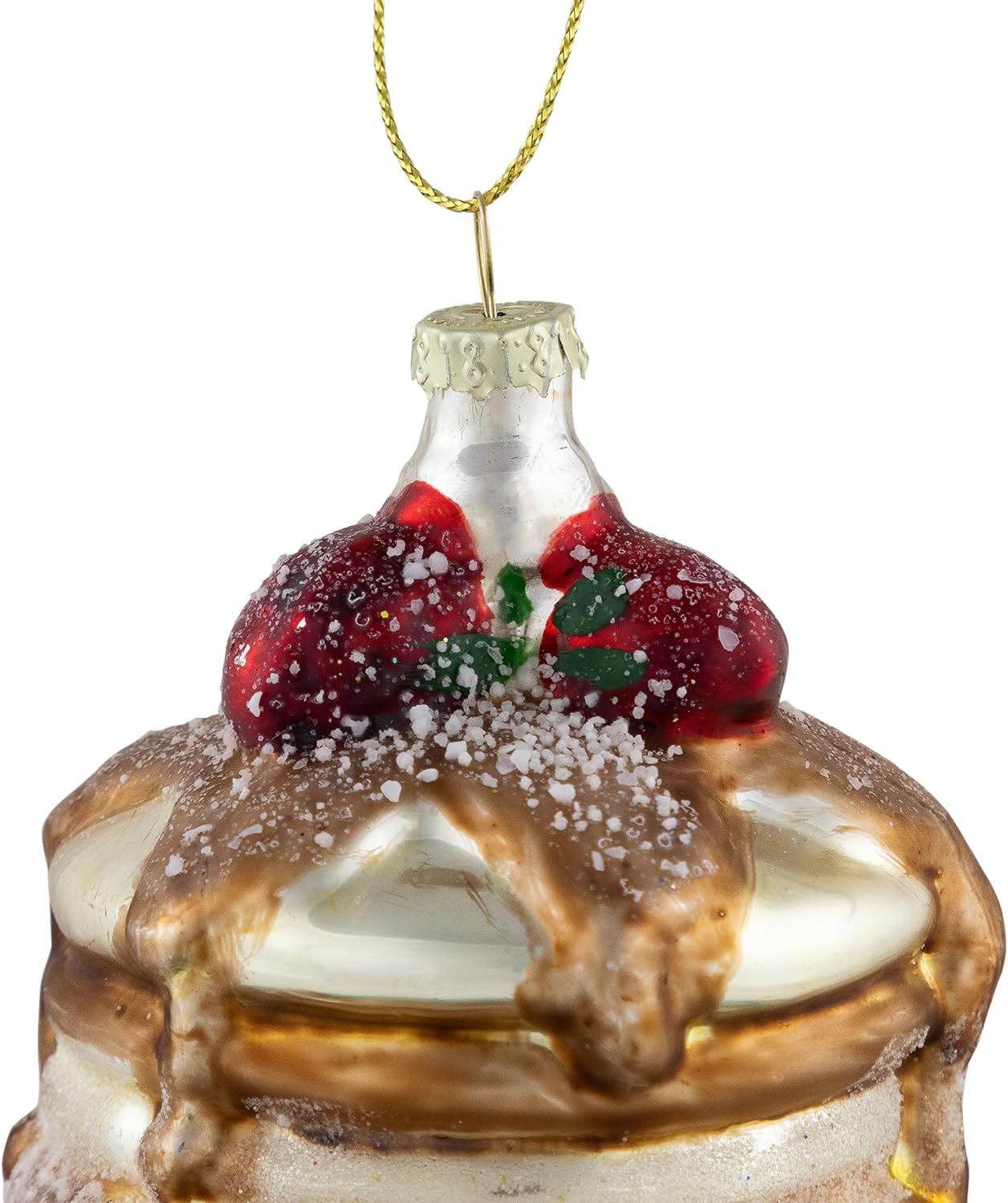 3.5" Strawberry Pancake Glass Ornament Set Of 6