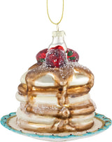 3.5" Strawberry Pancake Glass Ornament Set Of 6