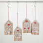 7" Gingerbread House Ornament Assorted Set Of 4
