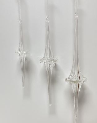 8"- 14" Clear Glass Finial Ornament Set Of 3