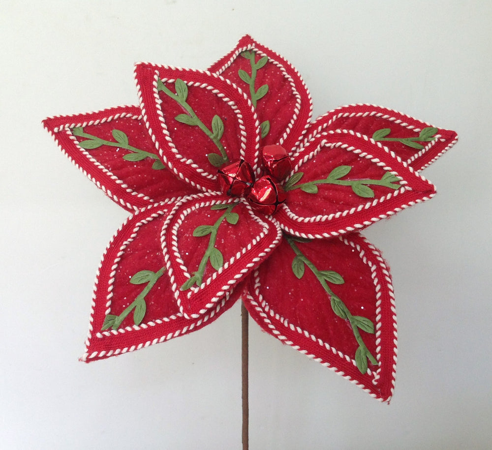 13" Red & White Holy Poinsettia Assorted Set Of 12