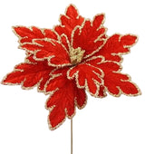 20" Red & Gold Poinsettia Set Of 12