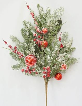 29" Frosted Pine Berry Spray Set Of 4