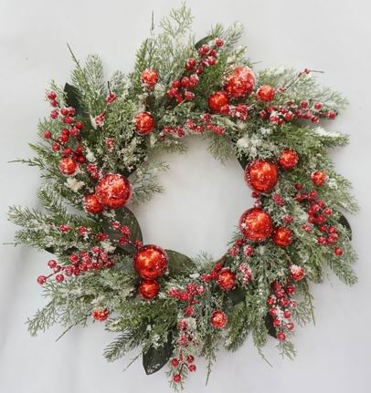2 FT Frosted Pine Berry Wreath