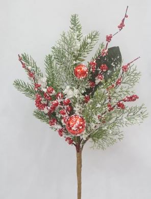 17" Frosted Pine Berry Pick Set Of 6