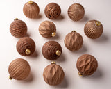 4" Copper Glitter Glass Ball Ornament Assorted Set Of 12