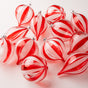 4" Red & Clear Striped Ornament Assorted Set Of 12