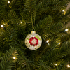 4" Ivory Holly Flower Ball Ornament Set of 12
