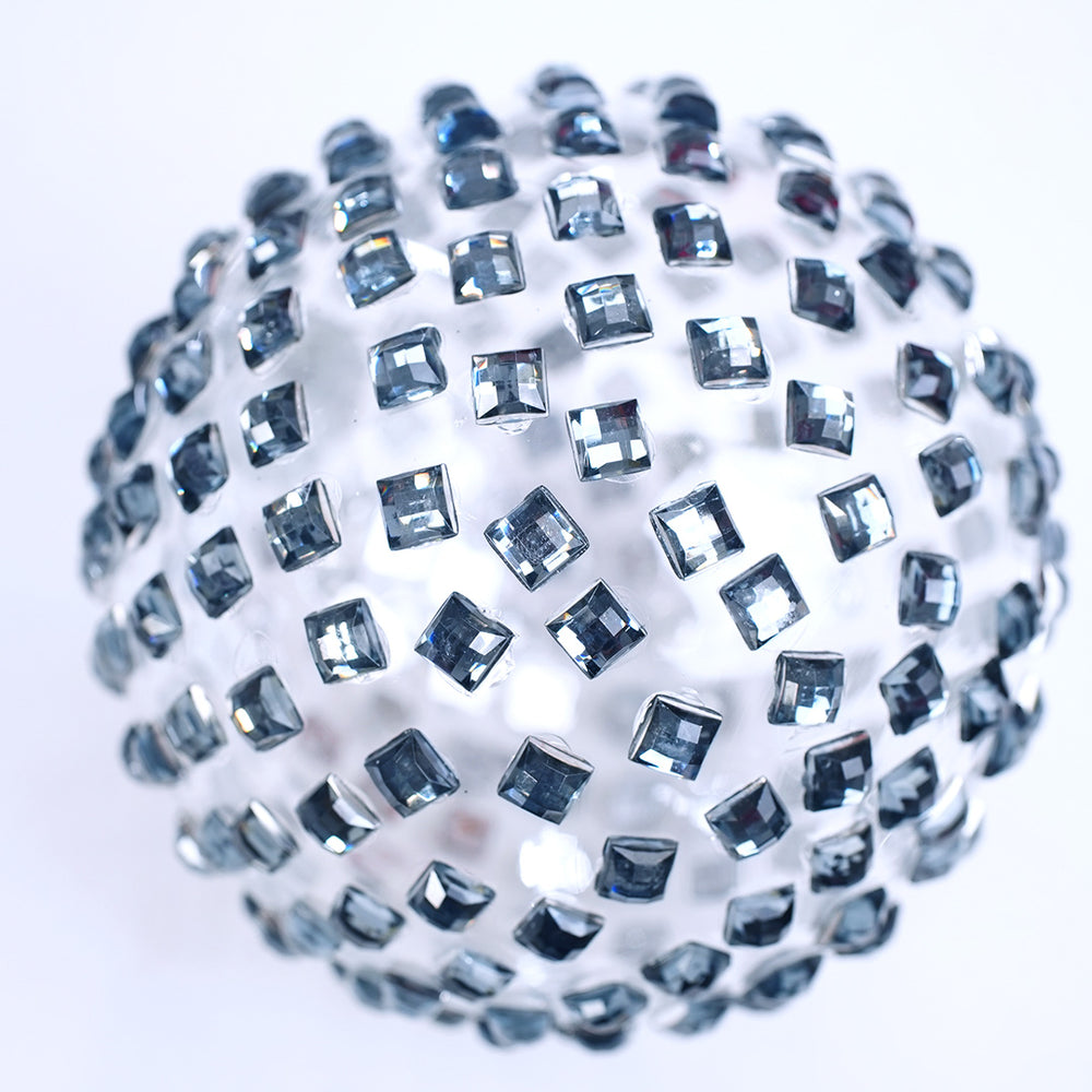 5" Grey Jewel Glass Ball Ornament Assorted Set Of 9