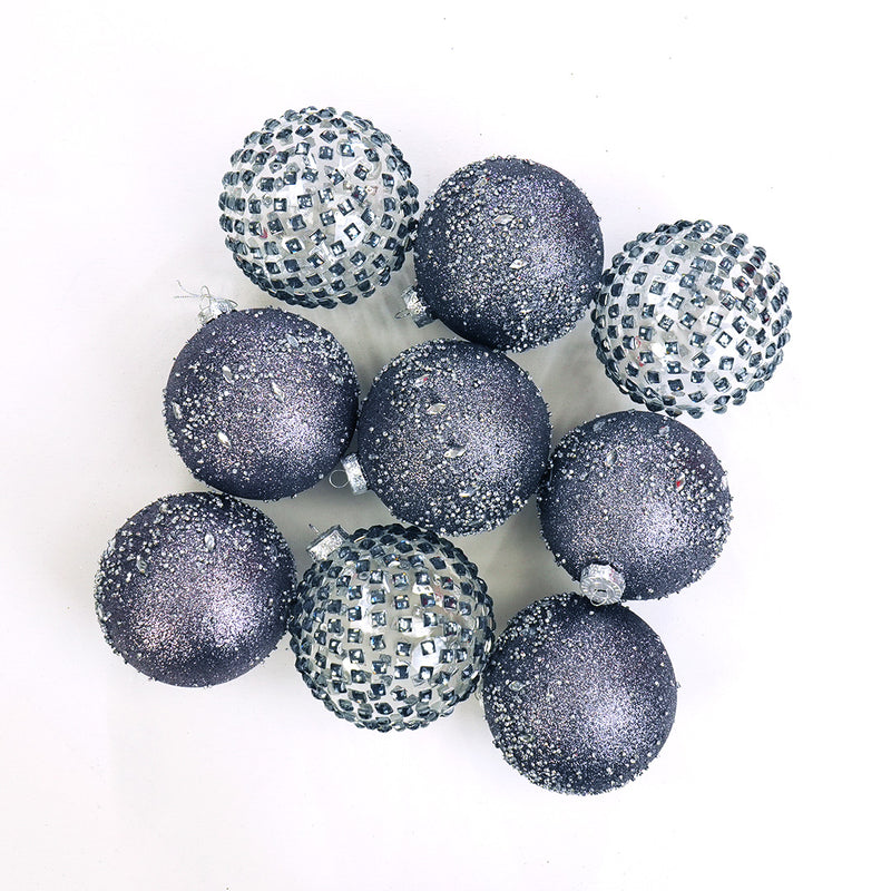 Adorno de bola de cristal de gema gris de 5" (12.7 cm), juego surtido de 9 unidades