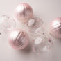 Juego de 6 adornos de cristal con perlas rosas de 5"