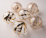5" Gold Clear Ball Ornament Assorted Set Of 12