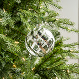 5" Silver Clear Ball Ornament Set Of 9