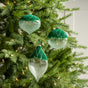 5" Green & Silver Ornament Set Of 9