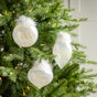 5" Clear White Feathered Ornament Set Of 9