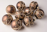5" Brown Jeweled Ball Ornament Set Of 9