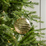 5" Clear Gold Thick Glass Ball Ornament Set Of 9