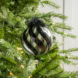 5" Feathered Glass Ball Ornament Set Of 9