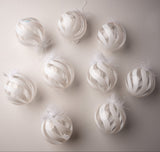 5" Feathered Glass Ball Ornament Set Of 9