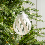 5" Feathered Glass Ball Ornament Set Of 9