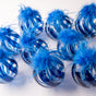 Juego de 9 adornos de bolas de cristal con plumas azules de 5"