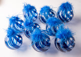 5" Feathered Glass Ball Ornament Set Of 9